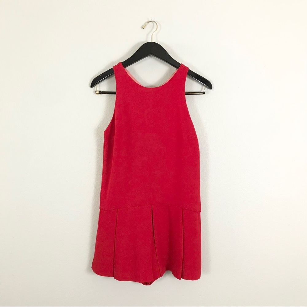 Zara small Romper Red Pleated Sleeveless - Picture 3 of 6